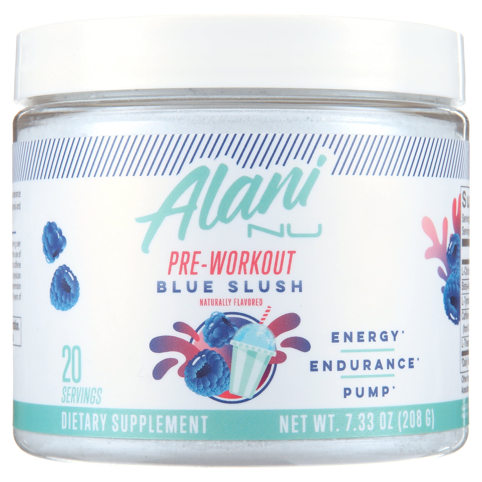 Alani Nu Pre-Workout Powder, Blue Slush, 20 Servings, 200mg Caffeine