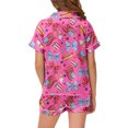 thumbnail image 4 of Gbsyewxs Girls Outfits 2 Piece Lapel Short Sleeve Independence Day Print Tops And Shorts Set Homewear Summer Girls Clothes Set Pink Size 4-5 Years, 4 of 4