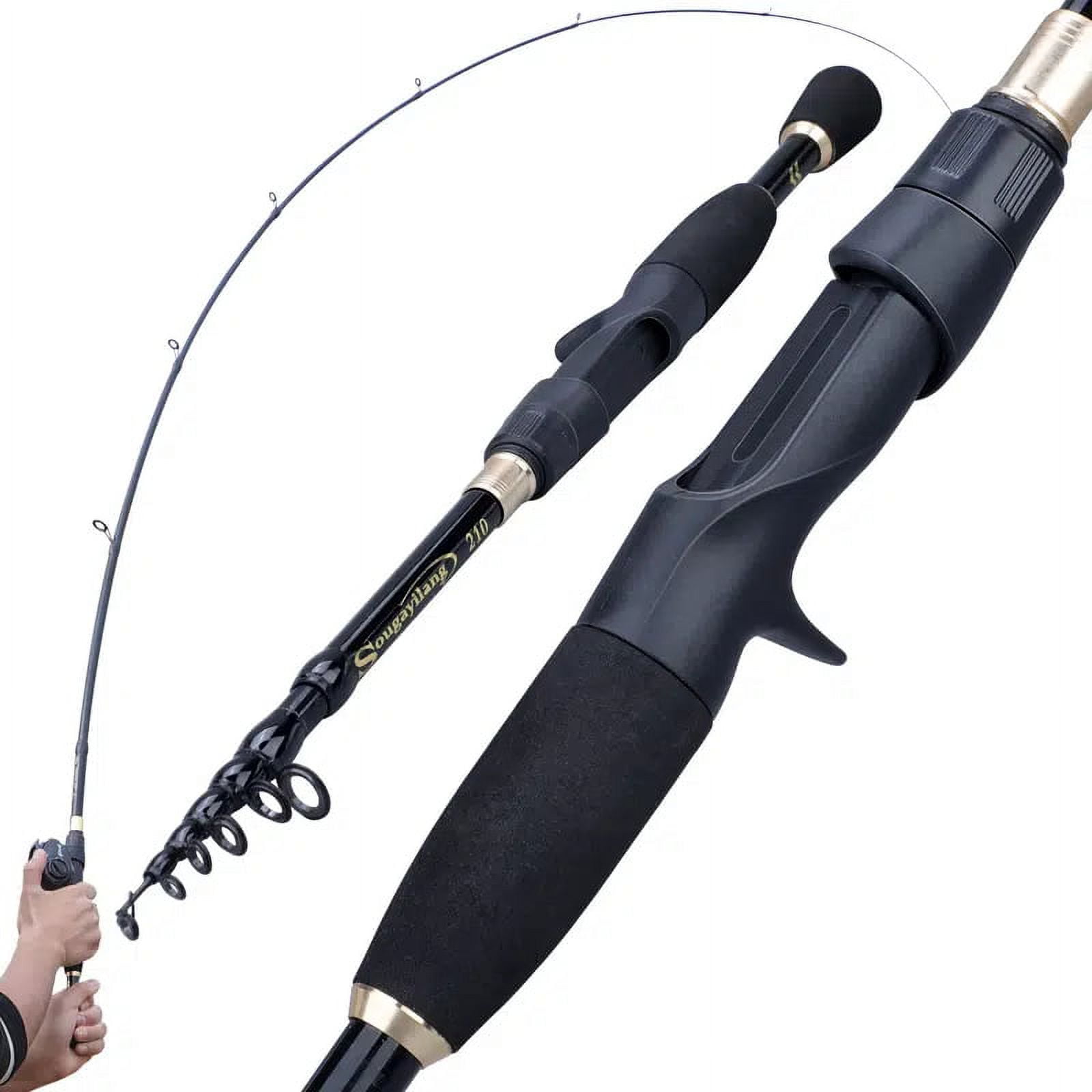 FBITE Black Carbon Spinning Fishing Rod Combo Telescopic Rod Reel Portable  Travel Fishing Set Carp Pike Stick 1.8-3m (Color : Rod and reel, Size 