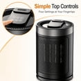 thumbnail image 3 of EuKer 1500W Ceramic Heater, Portable Space Heater with Remote Control, ECO Thermostat & 60° Oscillation Mode for Office, Bedroom & Home, Black, 3 of 8