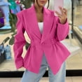 thumbnail image 6 of Women's Single Button Solid Color Business Jacket Pleated Waist Slim Fit Lapel Long Sleeve Blazer, 6 of 7