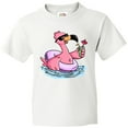 thumbnail image 3 of Inktastic Flamingo with Sunglasses Pool Float and Drink Youth T-Shirt, 3 of 5