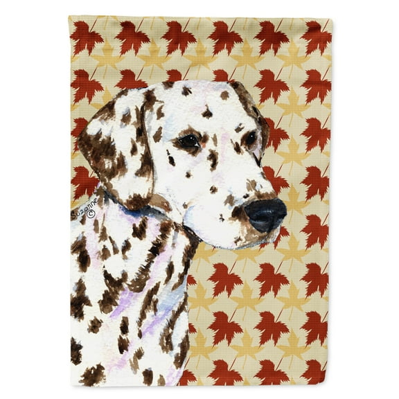 Carolines Treasures SS4387-FLAG-PARENT Dalmatian Fall Leaves Portrait Flag  multicolor