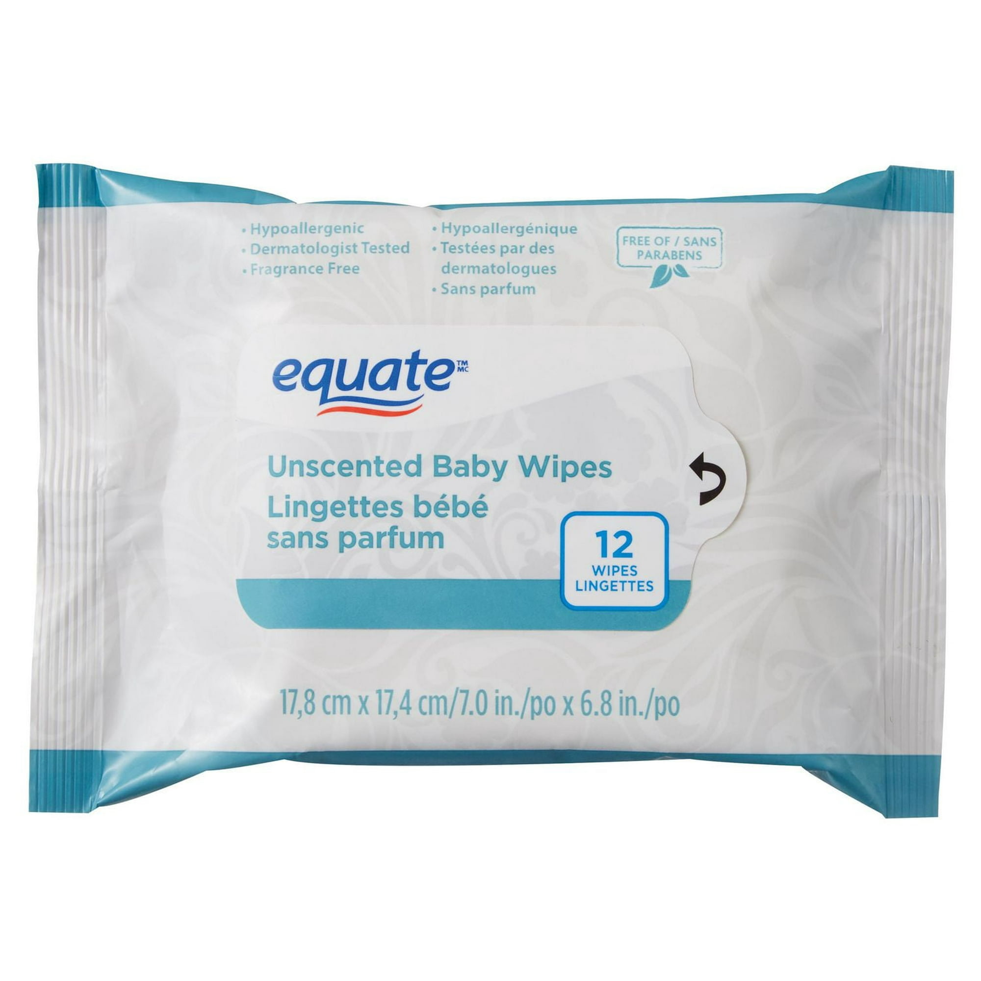 Equate Unscented Baby Wipes, 12wipes