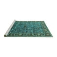thumbnail image 2 of Ahgly Company Machine Washable Indoor Rectangle Oriental Turquoise Blue Traditional Area Rugs, 6' x 9', 2 of 4