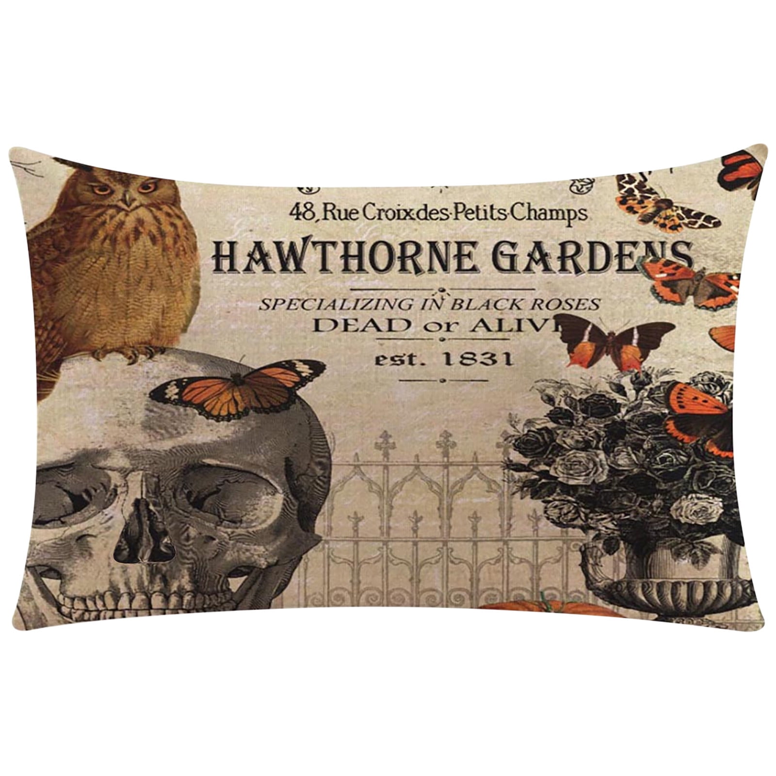 Hawthorne Gardens Linen Halloween Cushion Cover Pillow Case Sofa Home Decor 18" 