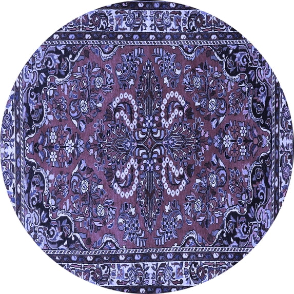Ahgly Company Machine Washable Indoor Round Persian Blue Traditional Area Rugs, 4' Round
