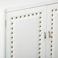 thumbnail image 5 of Connor 2 Door Accent Display Cabinet With Storage Shelf, White Faux Leather & Silver Buttons, Contemporary, 5 of 13