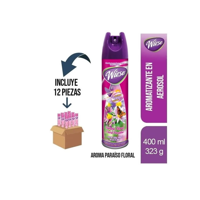 Caja con 12 Pza. de Aromatizantes Wiese Aerosol HO 226g Paraíso Floral Wiese Wiese NAEH035