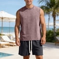 thumbnail image 2 of Men's Suit Set for Spring Summer Lightweight Breathable Vest and Relaxed Shorts Ensemble for Casual Daily Wear, 2 of 4