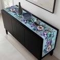 thumbnail image 5 of Spring Purple Flowers Table Runner 36 Inches Long, Floral Mottled Teal Wall Retro Kitchen Coffee Dining Table Decoration for Home Party Birthday Wedding Home Decor 13x36 Inches, 5 of 8