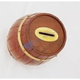 thumbnail image 2 of Wooden Drum Barrel Style Coin Box - Piggy Bank - (6" x 3" x 3"), 2 of 3