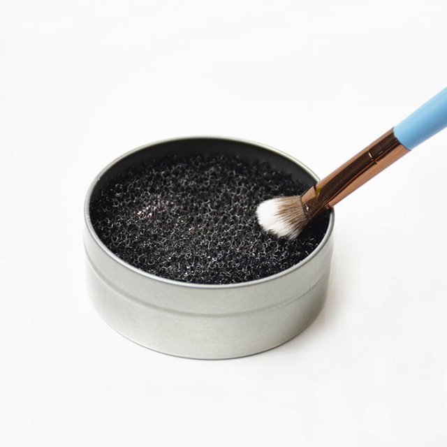Juego de 12 limpiadores de brochas de maquillaje: paquete de 2 limpiadores de brochas de maquillaje con 6 esponjas de repuesto, limpiador de brochas de maquillaje en seco, esponja para sombra de ojos