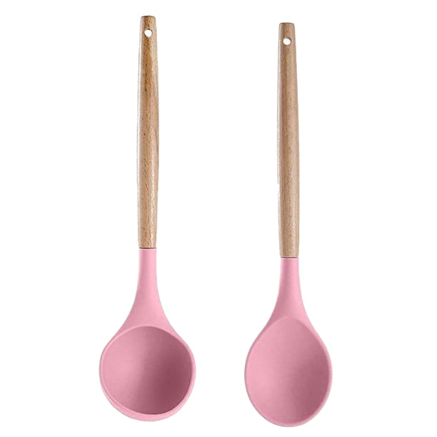 Utensilios de cocina de silicona para cocina, juego de utensilios de cocina de 2 piezas, utensilios de cocina de madera fáciles de limpiar Vhermosa