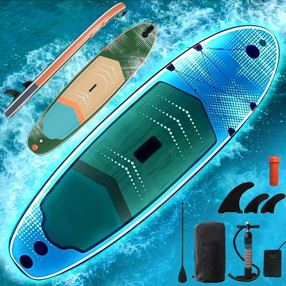 Danrelax 10.6" LED Inflatable Paddle Board with 7-Color Lighting, Non-Slip Deck, Durable PVC