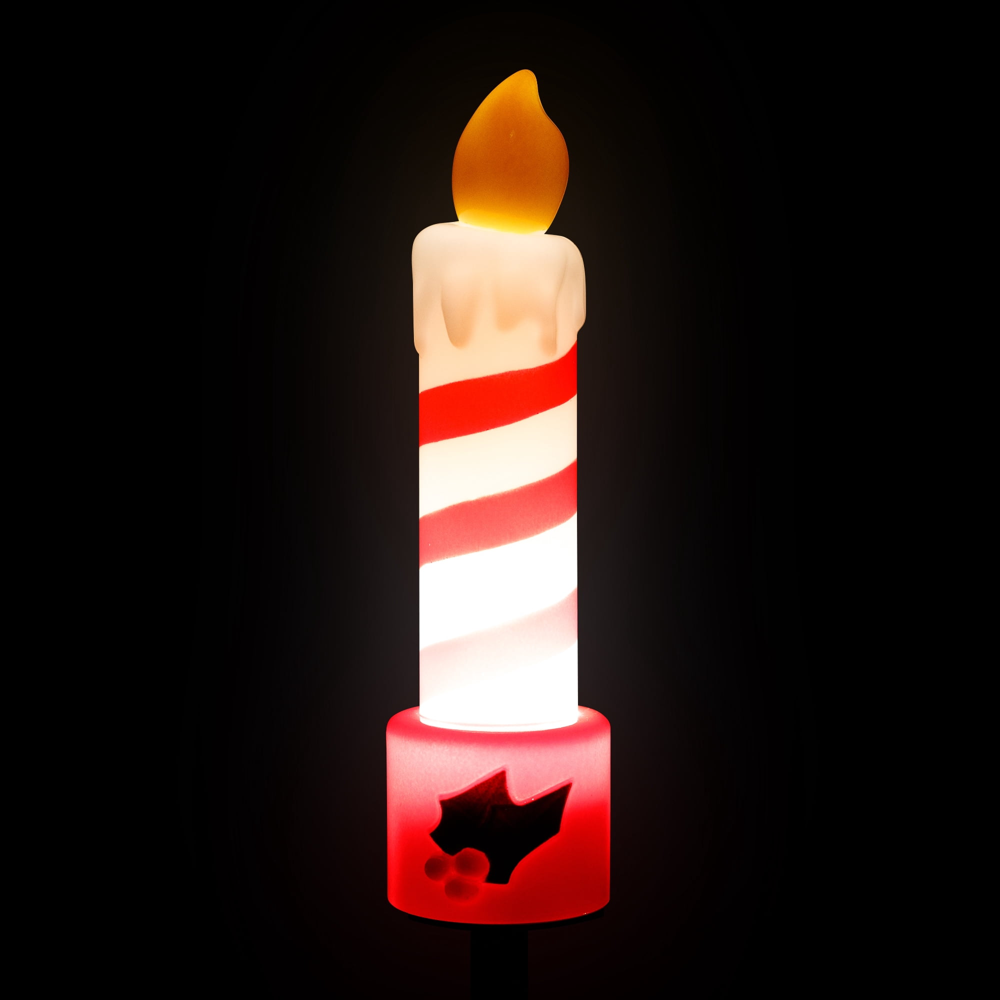 Candle with Holly Outdoor Christmas Pathway Markers - 17.25" - Set of 3