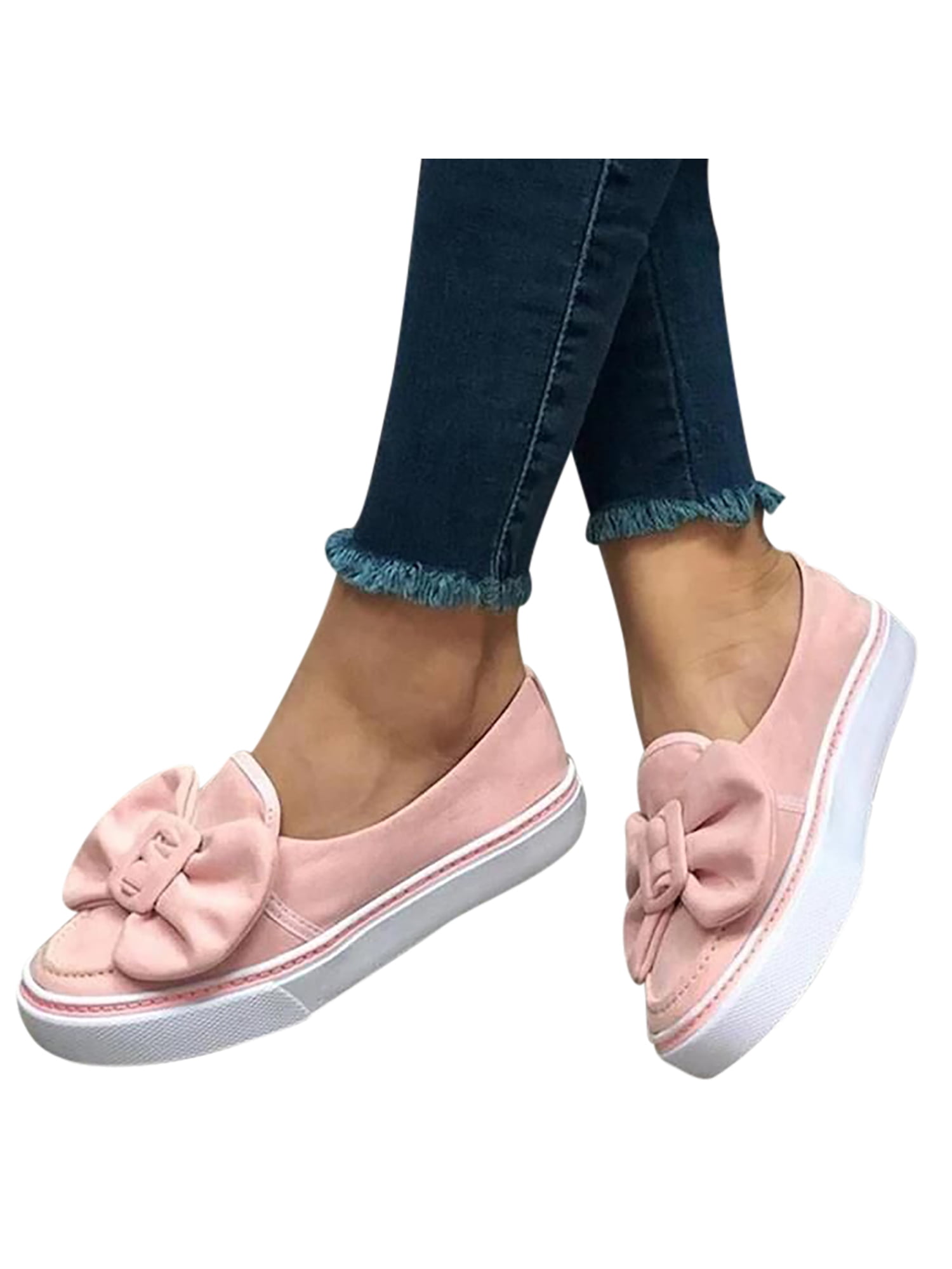 L@YC Women Flat Shoes Spring and Autumn Comfortable Leather Flat with Leather Bow Knot Office