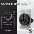 thumbnail image 3 of ELEGRP 50 Amps Range Power Receptacle,125/250V Flush Mounting Power Outlet, NEMA 10-50R, Straight Blade Range Outlet, Non-Grounding, 3 Pole 3 Wire, UL Listed, 1 Pack, 3 of 7