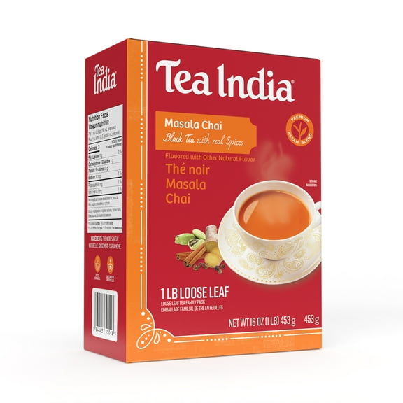 Tea India Masala Loose Leaf Chai Tea Flavorful Blend Of Black Tea & Natural Ingredients Strong Full-Bodied Traditional Indian Caffeinated Tea 1LB