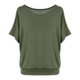 thumbnail image 2 of Weikingp Basic Tees For Women Womens Summer Tops Batwing Sleeve Oversized Solid Color T Shirt Women's Crew Neck Top Tshirts Shirts For Women Green L, 2 of 5