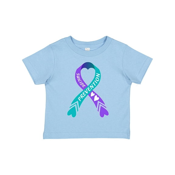 Inktastic Suicide Prevention Blue and Purple Ribbon with Hearts Boys or Girls Toddler T-Shirt