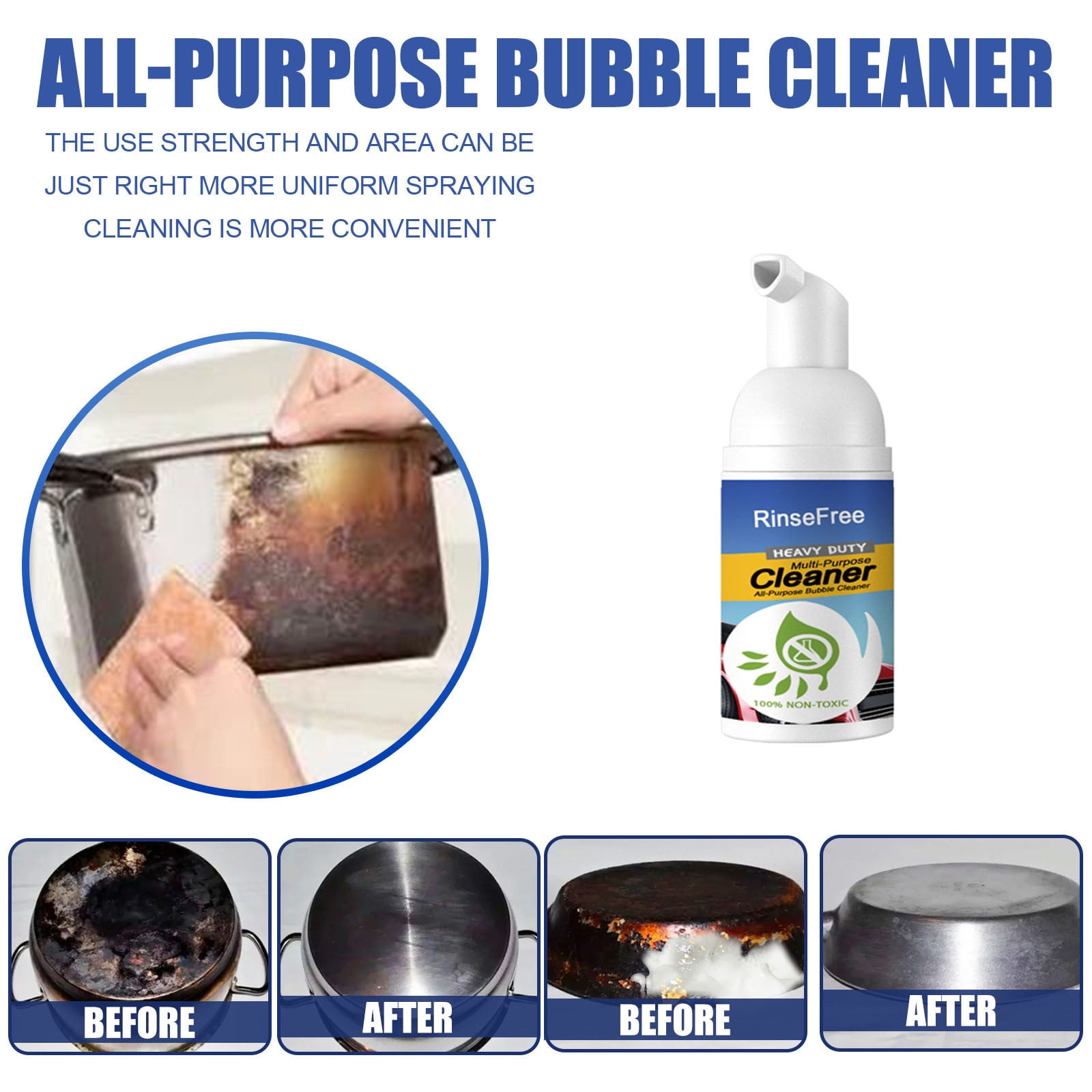Bubble Cleaner Foam,All-Purpose Kitchen Bubble Cleaner,Foaming Heavy Oil  Stain Cleaner,Kitchen Bubble Cleaner Spray,Rinse Free Cleaning Spray,30ML