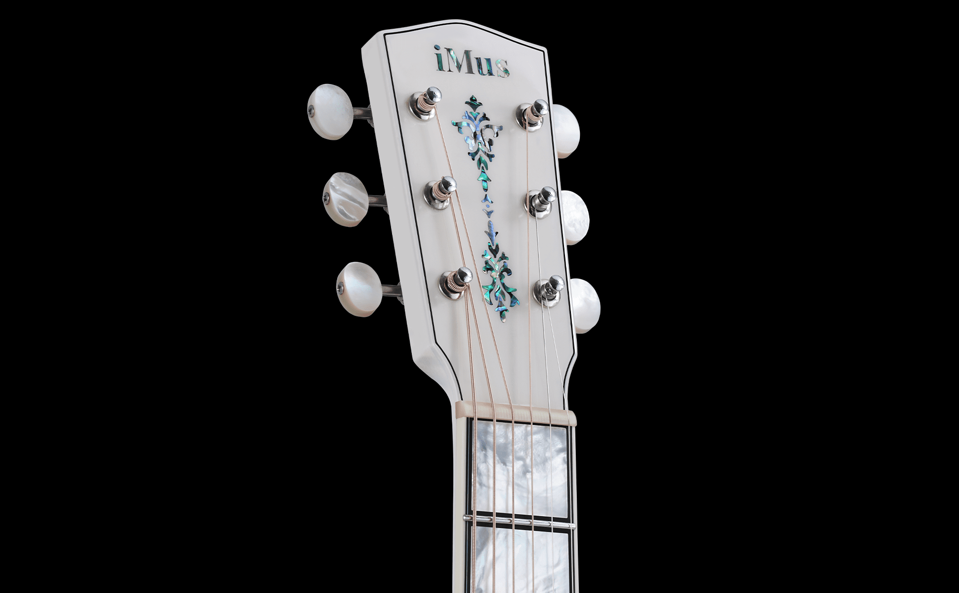 iMus i00-Size Handcrafted Acoustic Guitar - Adirondack Spruce Top with Flamed Maple Back and Sides - 90-Day Build, Ebony Fretboard Abalone Inlay - Stage and Studio Pro - Gloss White