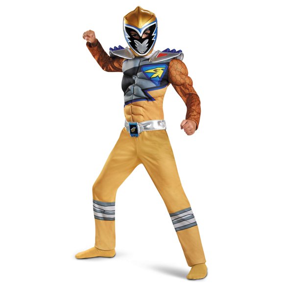 Disfraz dorado de Power Rangers Dino Charge con máscara para niño