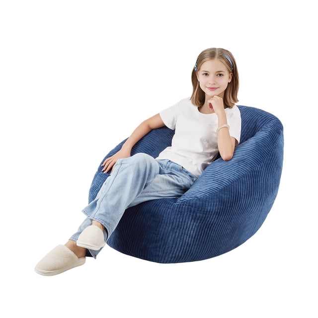 VEVOR Fauteuil Poire 3 Pieds avec Accoudoirs Doux et Poche de Rangement Bleu
