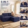 thumbnail image 3 of Holaki 75" Convertible Sofa Bed, L-Shaped Boneless Loveseat Couch for Living Room, Modular Sectional Sofa with Movable Ottoman, Modern Corduroy Floor Couch with Cup Holders & Pockets, Blue, 3 of 10