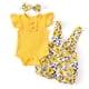 thumbnail image 1 of Conjunto de ropa de verano para niña bebé, Pelele de algodón tejido con volantes a la moda para recién nacido, pantalones cortos, diadema con lazo, 3 uds., trajes para niños pequeños Tan Jianjun unisex, 1 of 2