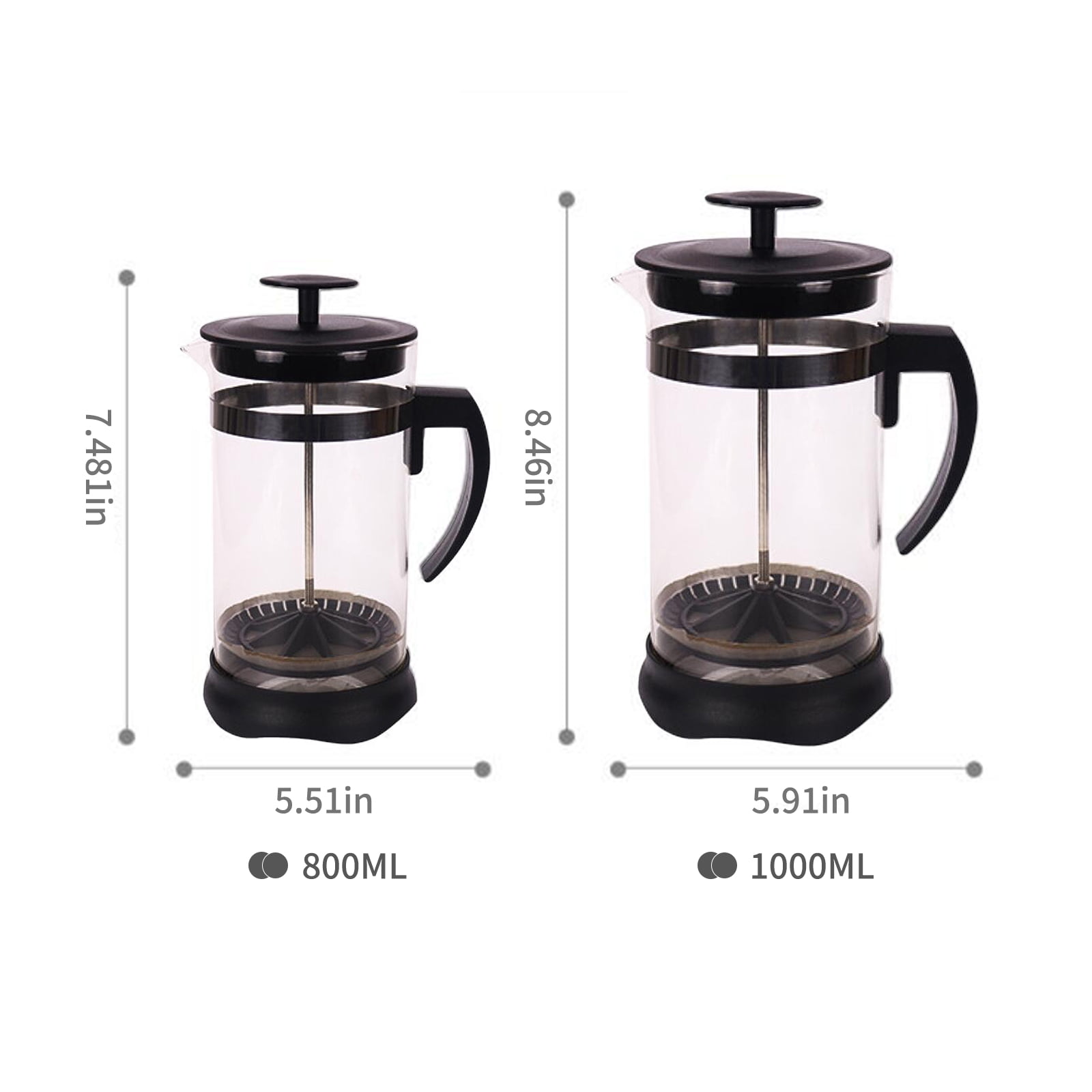 GaRcan Cafetera Francesa De Acero Y Vidrio – Filtro De Malla, Doble Pared Y Sin Residuos Para Café Y Té