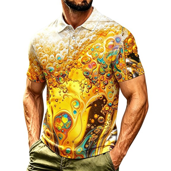 Mens Polo Shirts Short Sleeve Polos Festival Theme Print Collar Polo Shirt Top