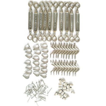

110pcs/set 316 Stainless Steel Hook Eye Turnbuckle Kit Wire Rope Tension Kit(Silver)
