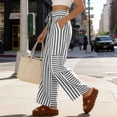 thumbnail image 5 of AKOEE Striped Pants Womens Wide Leg Drawstring Sweatpants Plus Size Lounge Beach Palazzo Trousers with Pockets (2XL, Black), 5 of 8