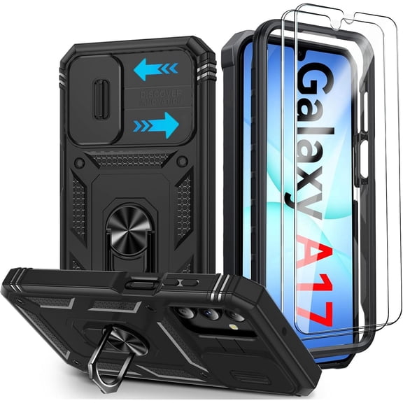 Military Shockproof Heavy Duty Phone Case compatible with Samsung Galaxy A17 5G, Camera Cover, Kickstand, Armour Protective Cover