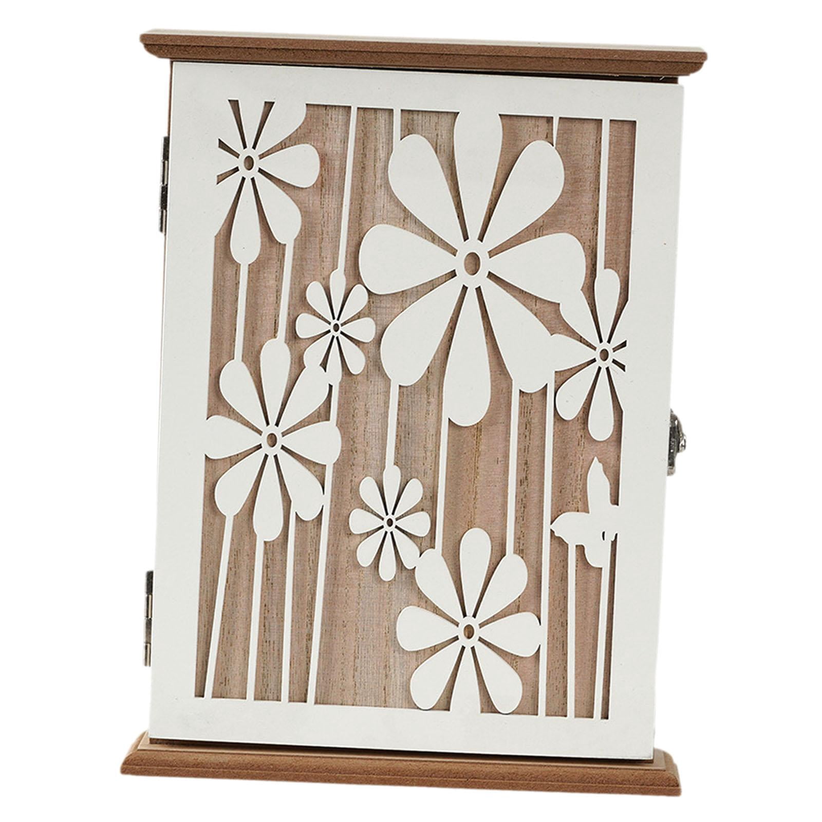 Key Box Key Holder Key Rack Solid Wood with 6 Metal Hooks for Entryway Offices Homes Wall Decor
