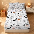thumbnail image 2 of Homewish Halloween Ghost Zipper Queen Comforter Set with Fitted Sheet and 2 Pillowcases, Pumpkin Bat Spider Zipper Bedding Set, White Black Orange, Pumpkin Bat Reversible, 2 of 7