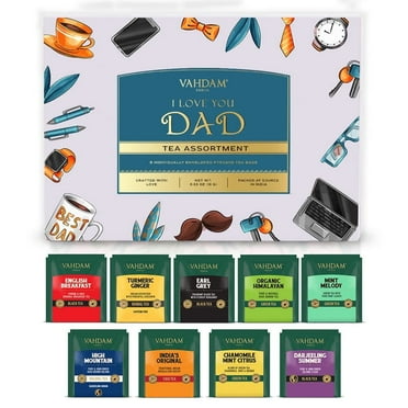 VAHDAM, Premium Father's Day Tea Gift Set (9 Flavors, 9 Tea Bags) | Gift for Father, Gift for Dad, Gift for Grandpa | Tea Assortment Variety Pack |  Non GMO, Gluten Free, Eco-Friendly Tea Bags