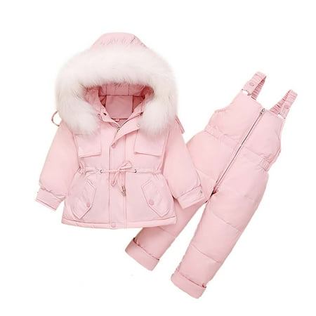 

Lanhui Winter Baby Boys Girls Polka Dot Printing Thickened Down Jacket Strap Pants Two-piece Suit