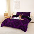 thumbnail image 3 of Homewish Purple Damask Flower Duvet Cover Queen,Vintage Halloween Bat Queen Bedding,Purple Black,Black Reversible,3-Piece,1 Duvet Cover and 2 Pillowcases, 3 of 6