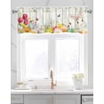 thumbnail image 2 of Easter Linen Curtain Valance for Bedroom/Bathroom/Kitchen/Office/Living/Dining Room Window,Egg Bunny Eucalyptus Spring Daisys Beige Woodgrain Rod Pocket Topper Decorative Cafe Drapes Panel 42"x12", 2 of 6
