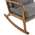 thumbnail image 6 of Indoor Recliner Rocking Chair with Removable Cushion and Lumbar Pillow, Linen Upholstered Chaise Lounge with Solid Wood Frame and Legs, Comfy Single Sofa Chair with High Back and Armrest, Dark Gray, 6 of 9