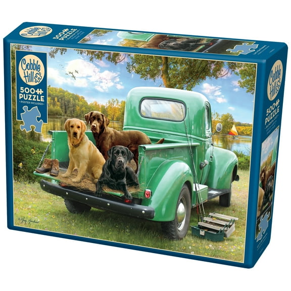 Cobble Hill 500 piece puzzle - Let's Go Fishing - reference poster included