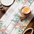 thumbnail image 2 of Beach Coastal Cotton Linen Table Runner for Dining Kitchen, Summer Nautical Coral Shell Botanical Vintage Wedding Outdoor Party Tablerunners, Dresser Scarf Coffee Tablecloth Runners 13x90 Inches, 2 of 9