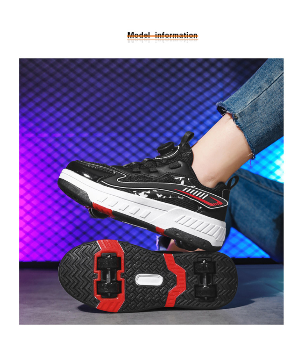 OnyxTrek LED Roller Skate Shoes for Kids Boys Girls Light Up Roller Sneakers with Detachable Wheels Rechargeable Flashing Wheeled Shoes