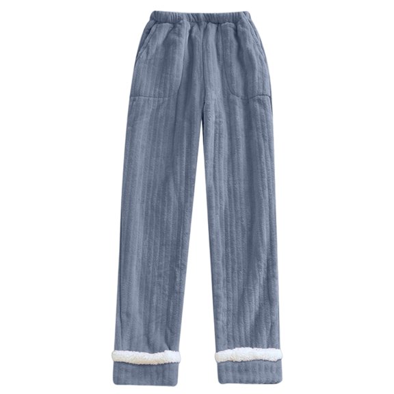 TANYSU Women's Flannel Sleep Pants Winter Warm Pants Loose Comfortable Thermal Long Pajama Bottoms With Pockets For Home Solid Color Comfort