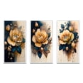 thumbnail image 2 of Designart "Roses in Yellow and Blue Hues I" Floral & Botanical Framed Wall Art Set Of 3 - Yellow Rose Frame Gallery Wall Set For Home Decor, 2 of 6