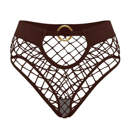 UFOUND Women Seamless Hollow Out Fishnet Panties Mid Waist Sexy Breathable Underwear With Snap Closure Lingerie Chemise Nightwear Cozy Intimate
