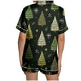 thumbnail image 5 of FUNDUFI Ladies Christmas Christmas Tree Printed Silk Satin Short Sleeve Button Pajama Set Sleepwear Pyjamas Women Cozy Nightwear, 5 of 6